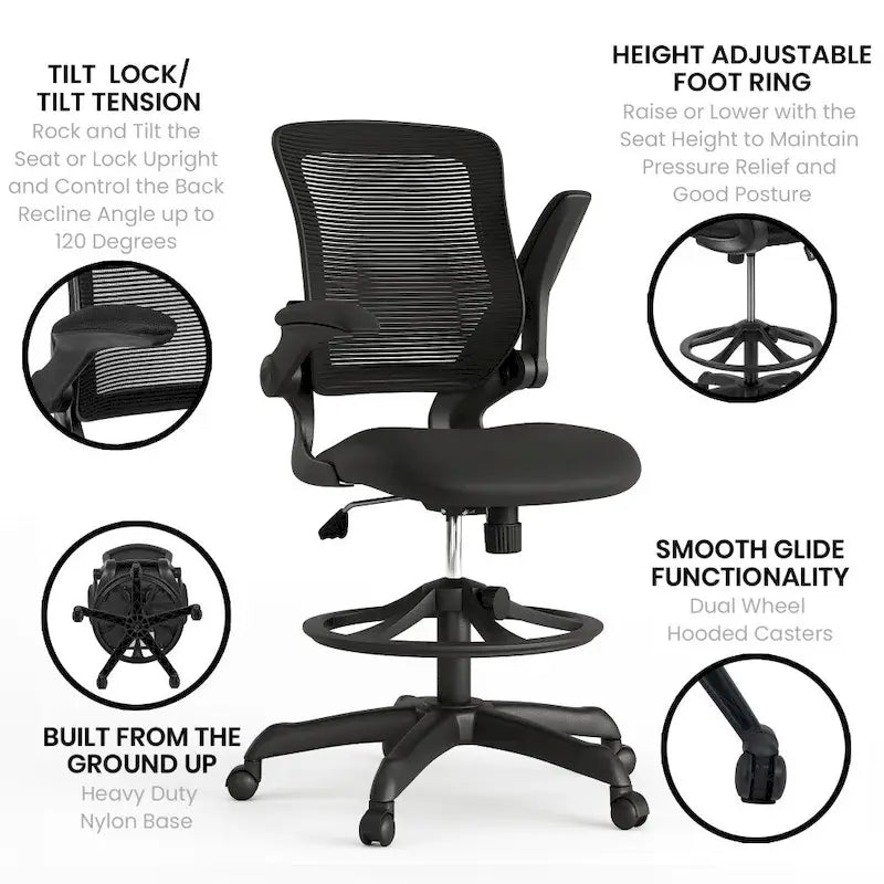 Chaise de dessin ergonomique avec dossier en maille