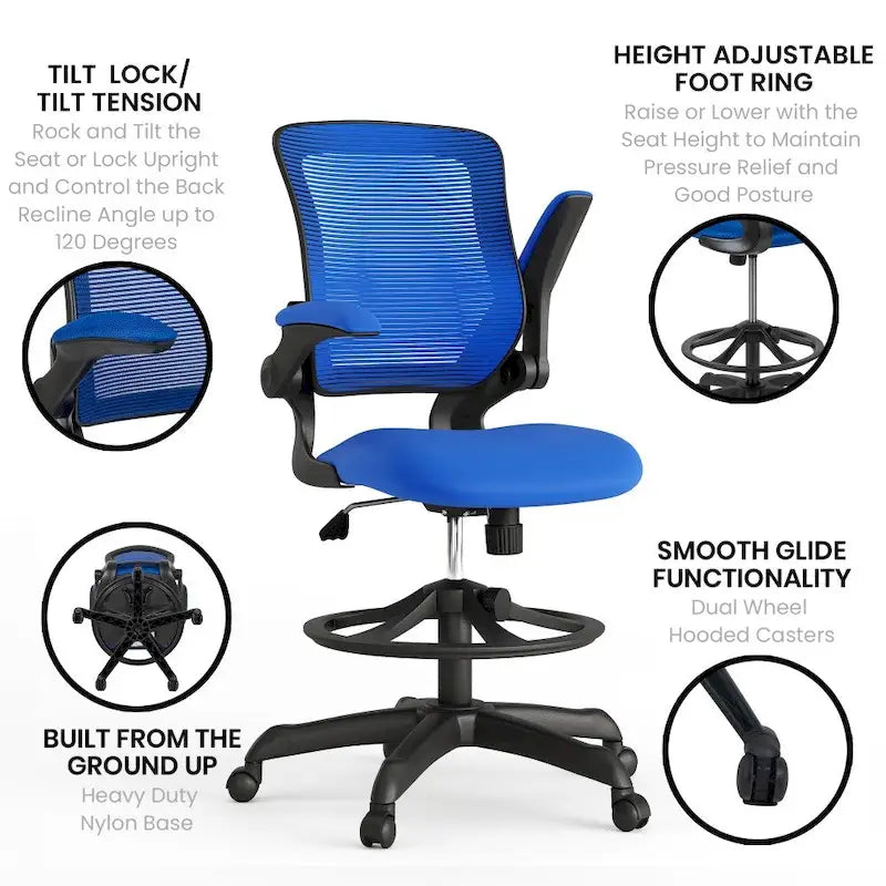 Chaise de dessin ergonomique avec dossier en maille