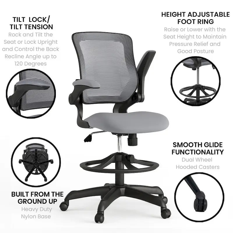 Chaise de dessin ergonomique avec dossier en maille