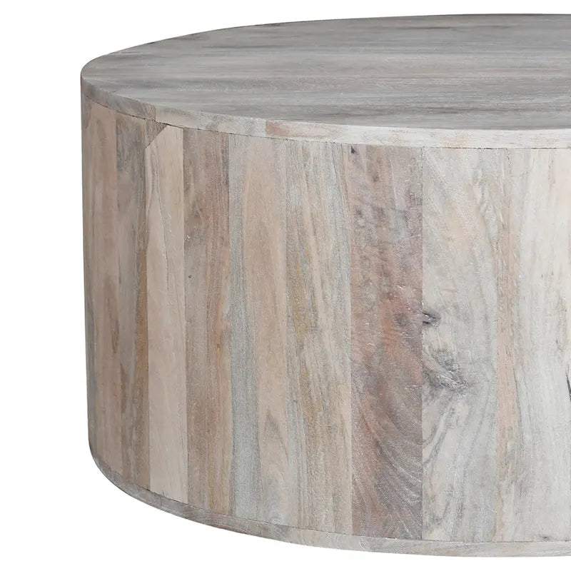 Table basse de 36 pouces, fabriquée à la main en forme de tambour