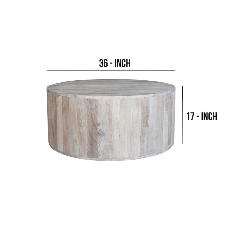 Table basse de 36 pouces, fabriquée à la main en forme de tambour