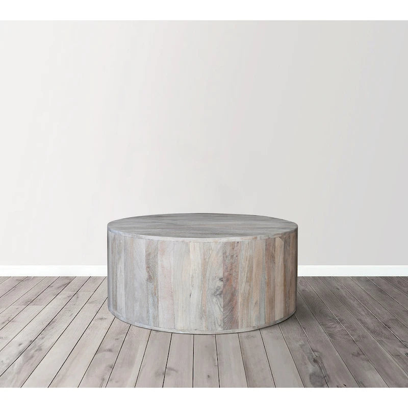 Table basse de 36 pouces, fabriquée à la main en forme de tambour