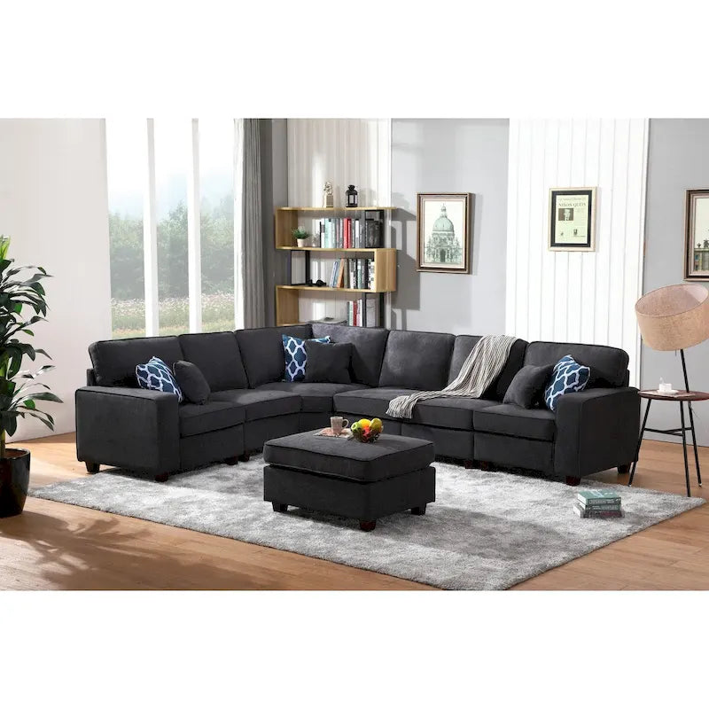 Canapé modulaire en L avec repose-pieds