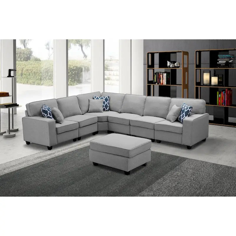 Canapé modulaire en L avec repose-pieds