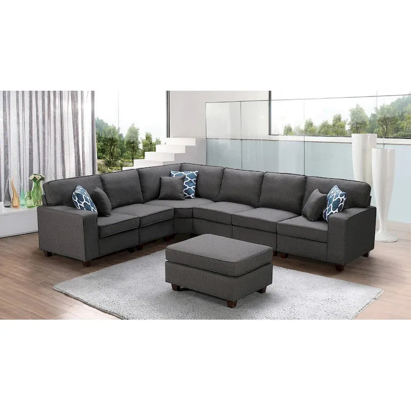 Canapé modulaire en L avec repose-pieds