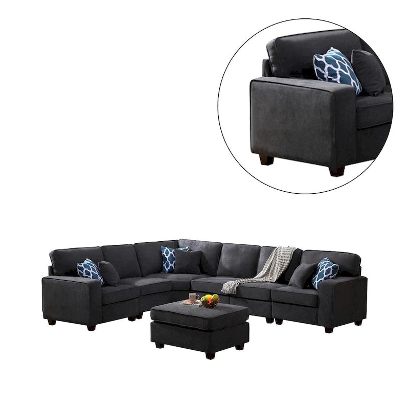 Canapé modulaire en L avec repose-pieds