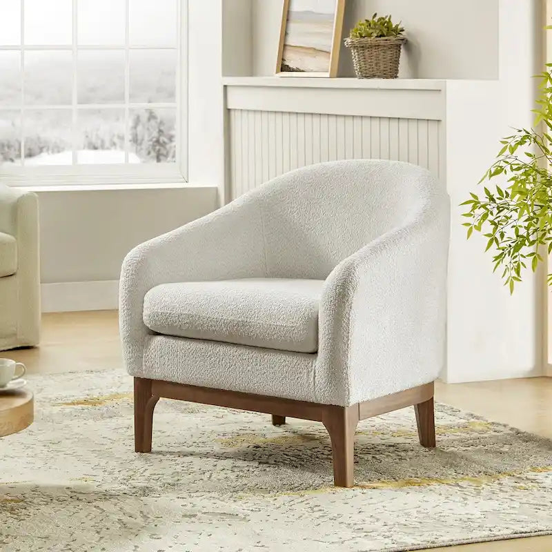 Fauteuil baquet moderne garni de velours avec pieds en bois massif