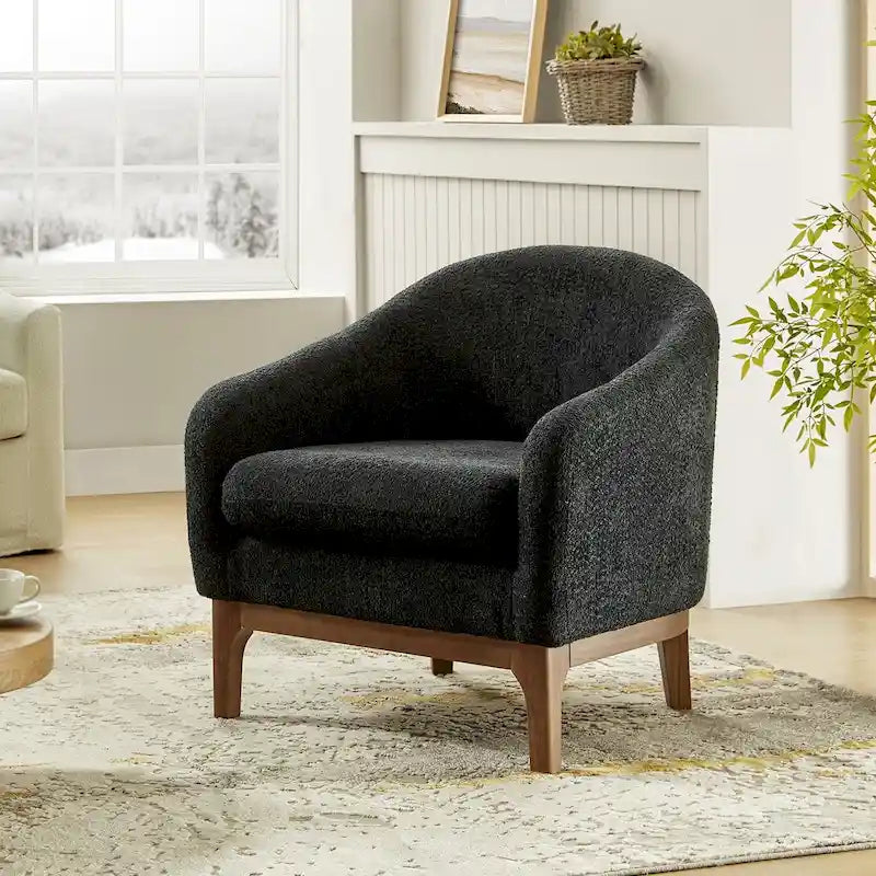 Fauteuil baquet moderne garni de velours avec pieds en bois massif