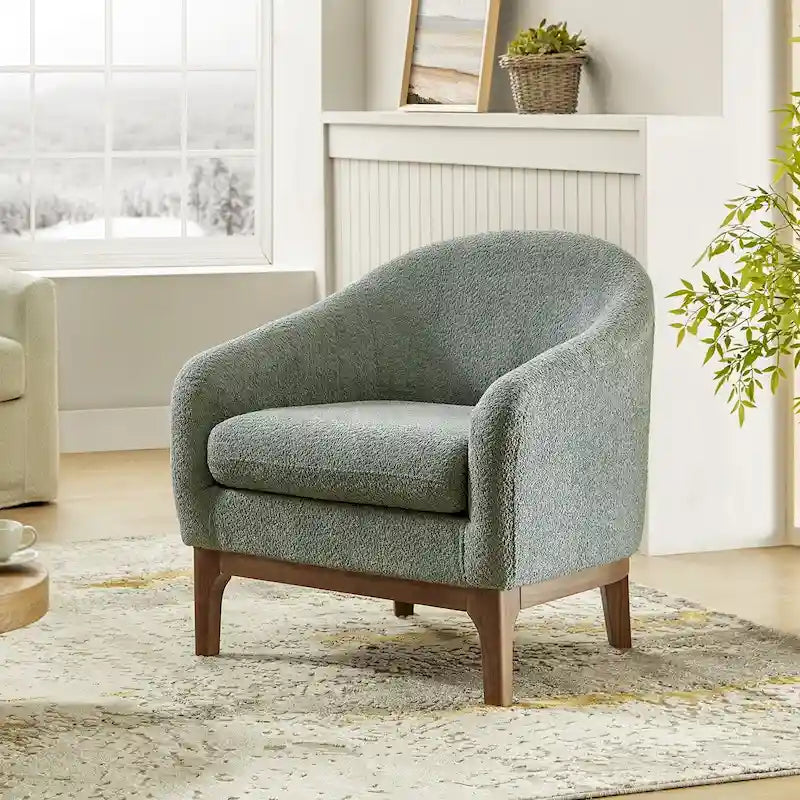 Fauteuil baquet moderne garni de velours avec pieds en bois massif