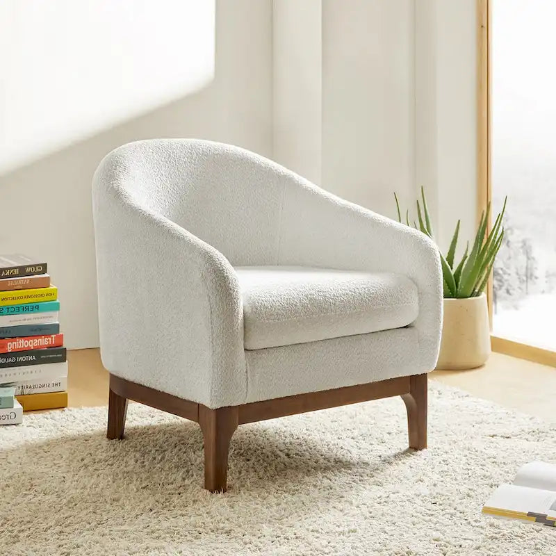 Fauteuil baquet moderne garni de velours avec pieds en bois massif