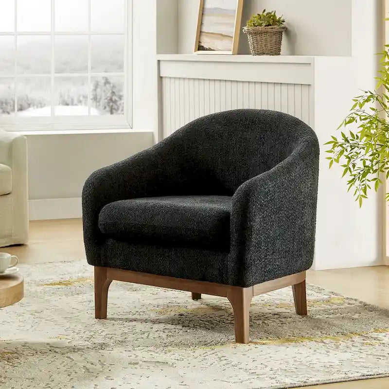Fauteuil baquet moderne garni de velours avec pieds en bois massif