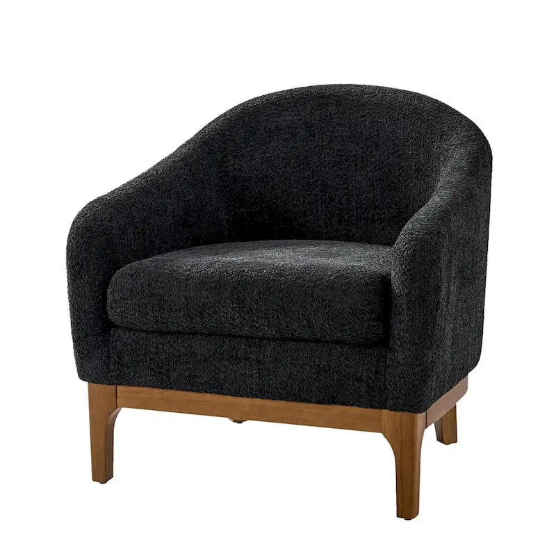 Fauteuil baquet moderne garni de velours avec pieds en bois massif