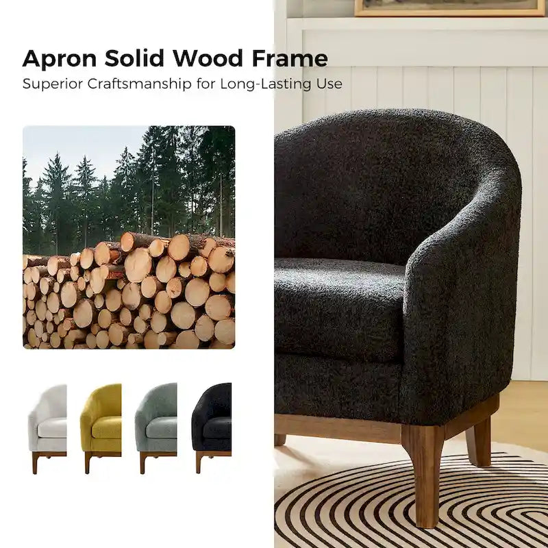 Fauteuil baquet moderne garni de velours avec pieds en bois massif