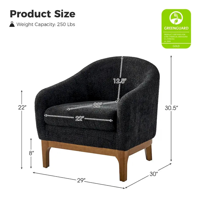 Fauteuil baquet moderne garni de velours avec pieds en bois massif