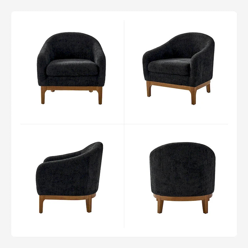 Fauteuil baquet moderne garni de velours avec pieds en bois massif