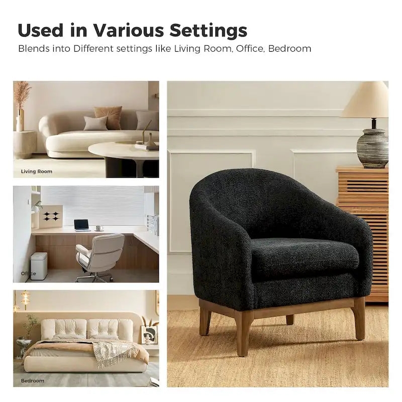 Fauteuil baquet moderne garni de velours avec pieds en bois massif