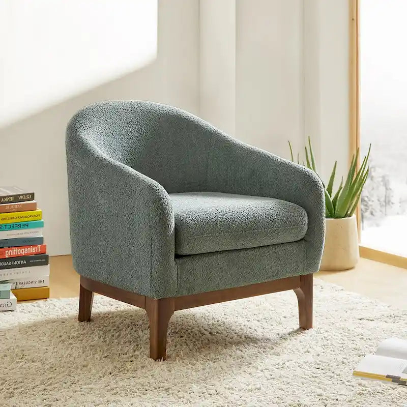Fauteuil baquet moderne garni de velours avec pieds en bois massif