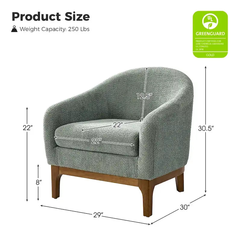 Fauteuil baquet moderne garni de velours avec pieds en bois massif