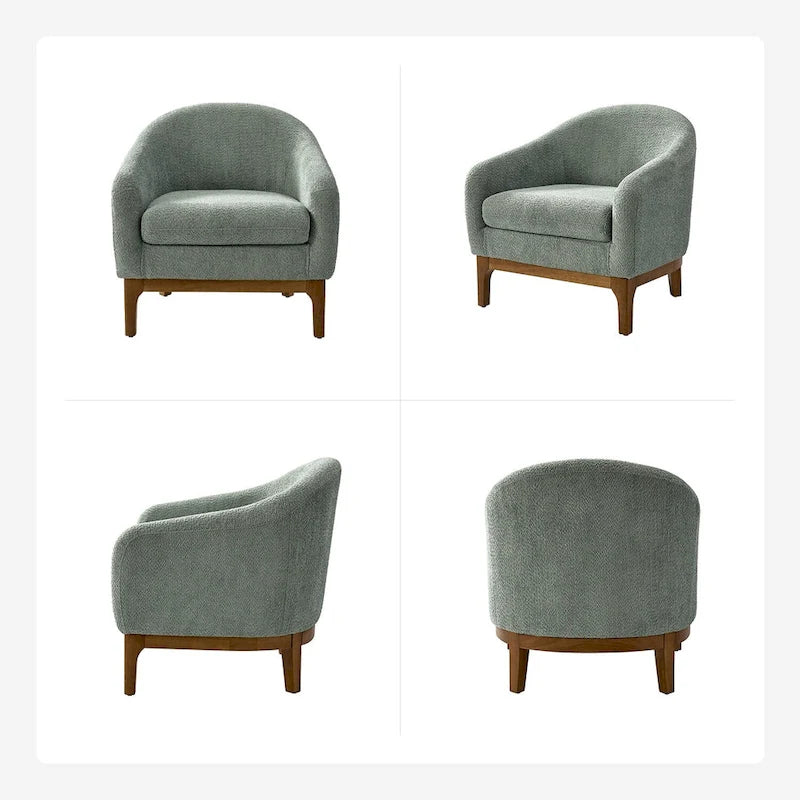 Fauteuil baquet moderne garni de velours avec pieds en bois massif