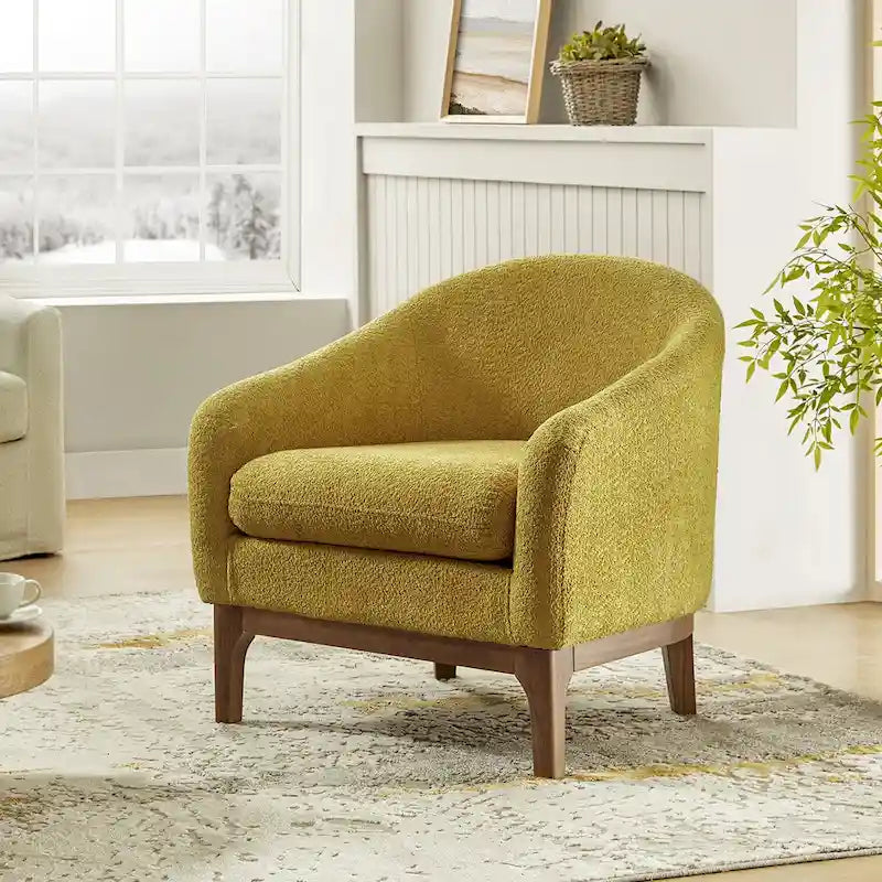 Fauteuil baquet moderne garni de velours avec pieds en bois massif