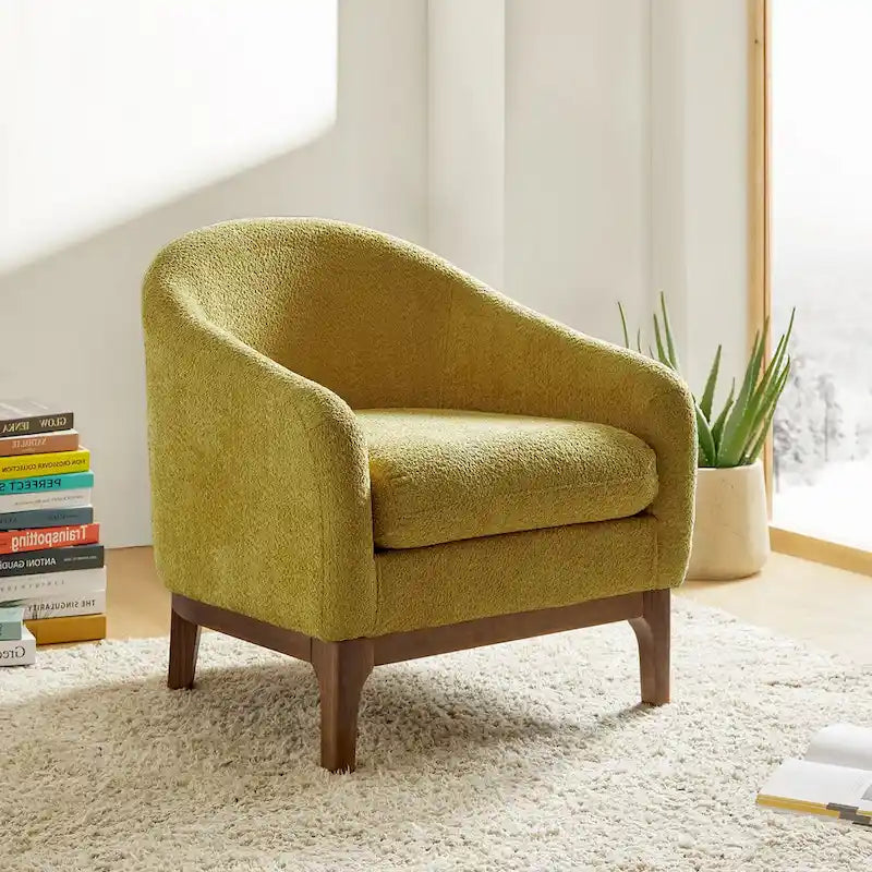 Fauteuil baquet moderne garni de velours avec pieds en bois massif