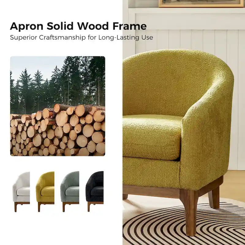 Fauteuil baquet moderne garni de velours avec pieds en bois massif