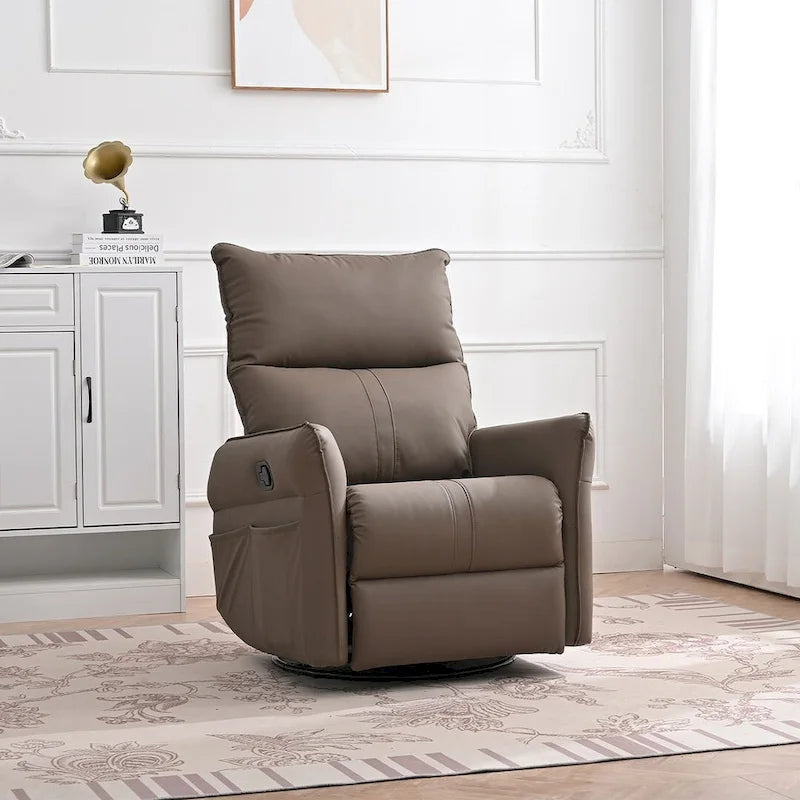 Fauteuil inclinable, pivotant et basculant en cuir