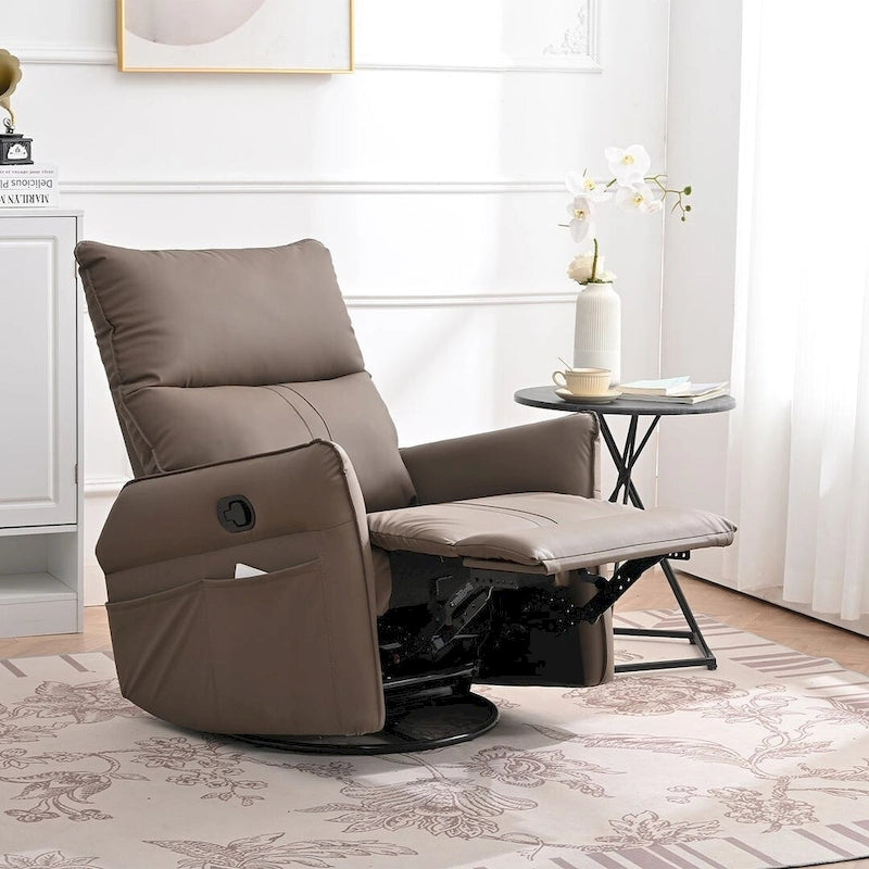 Fauteuil inclinable, pivotant et basculant en cuir