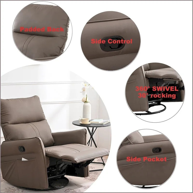 Fauteuil inclinable, pivotant et basculant en cuir
