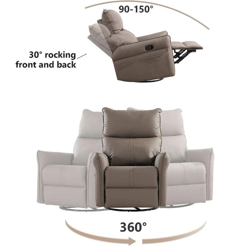 Fauteuil inclinable, pivotant et basculant en cuir