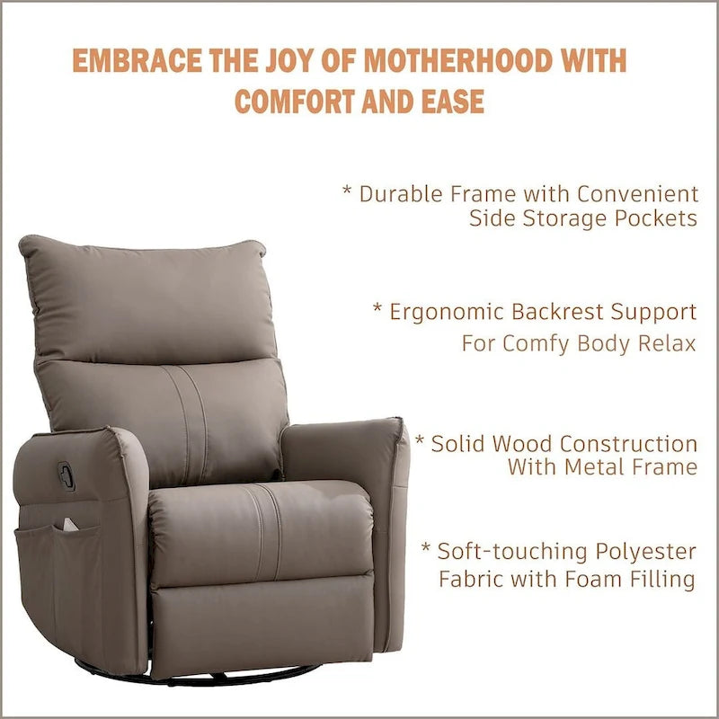 Fauteuil inclinable, pivotant et basculant en cuir