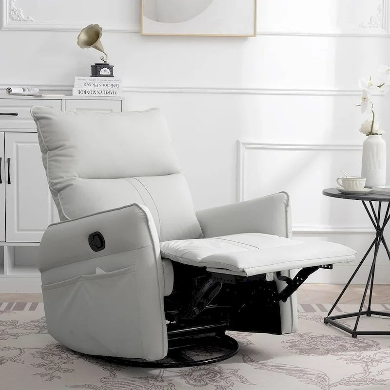 Fauteuil inclinable, pivotant et basculant en cuir