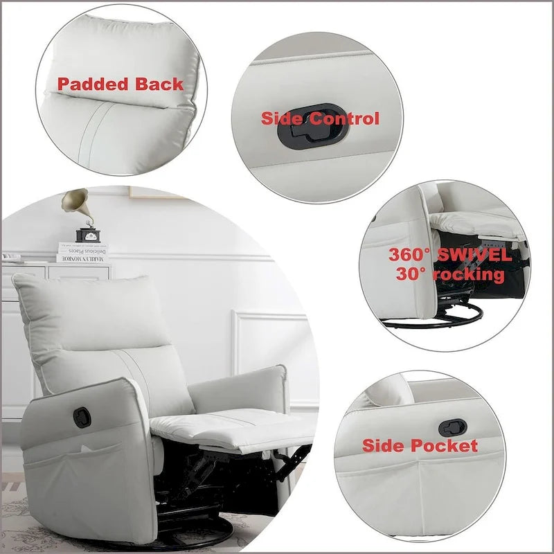 Fauteuil inclinable, pivotant et basculant en cuir