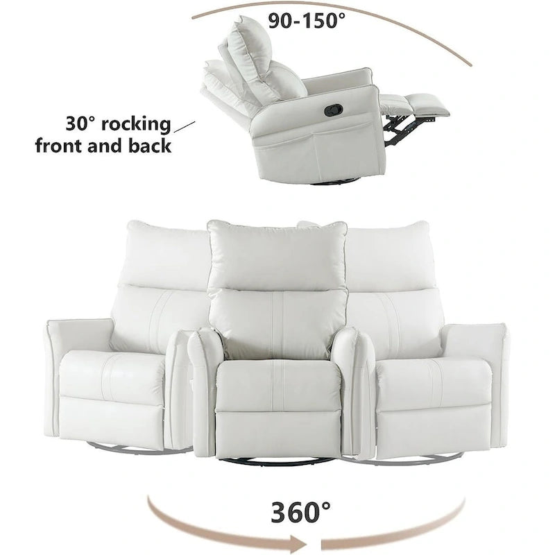 Fauteuil inclinable, pivotant et basculant en cuir