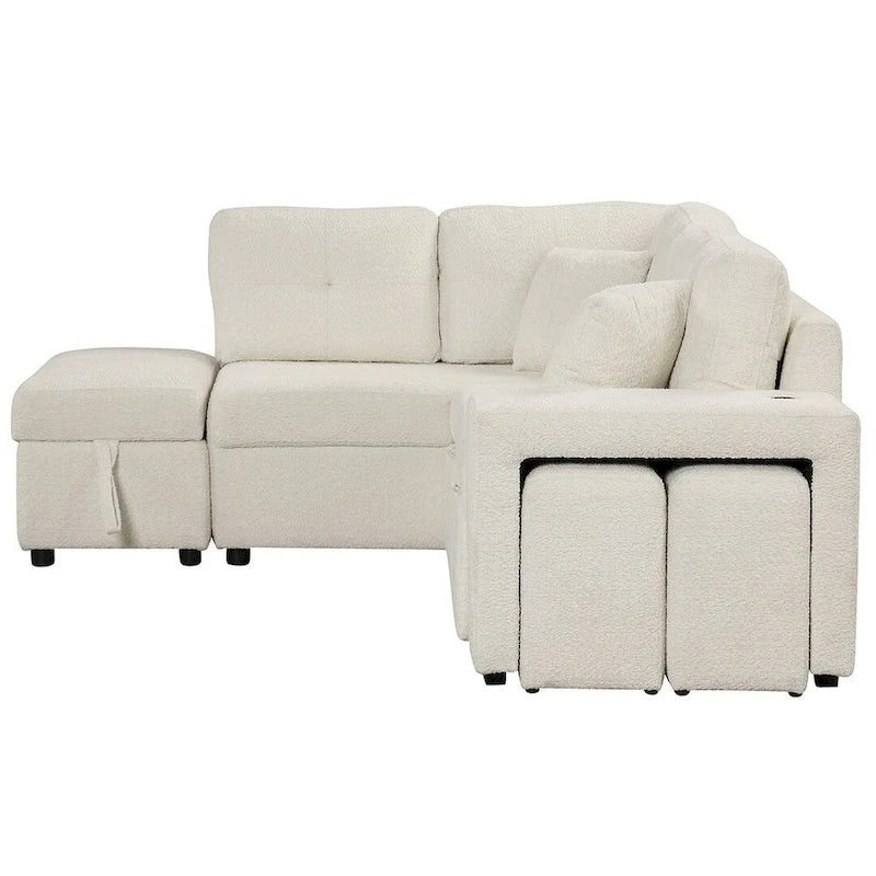 Canapé-lit avec pouf de rangement, peut être converti en lit de salon.
