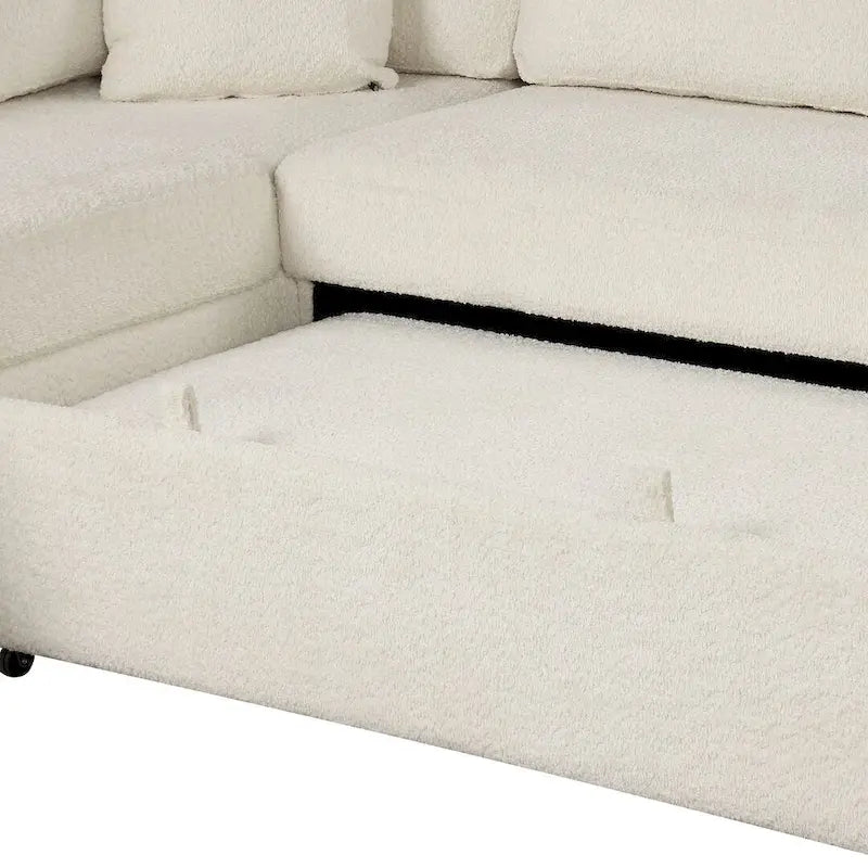 Canapé-lit avec pouf de rangement, peut être converti en lit de salon.