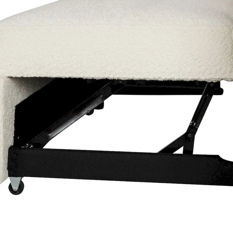 Canapé-lit avec pouf de rangement, peut être converti en lit de salon.