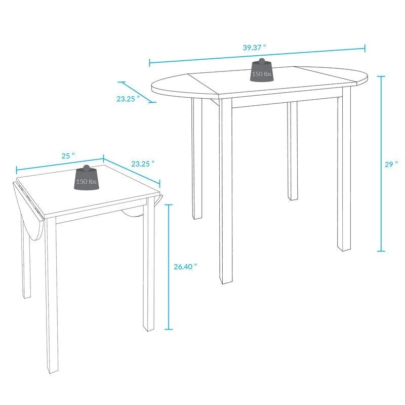 Table de salle à manger pliante en bois massif