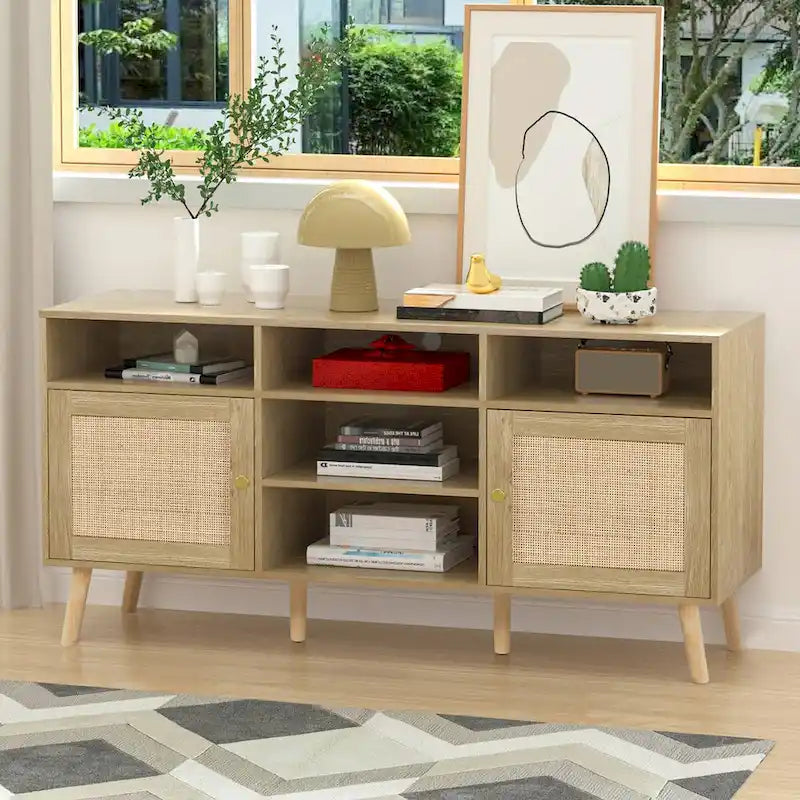 Meuble TV/table de commande en rotin moderne