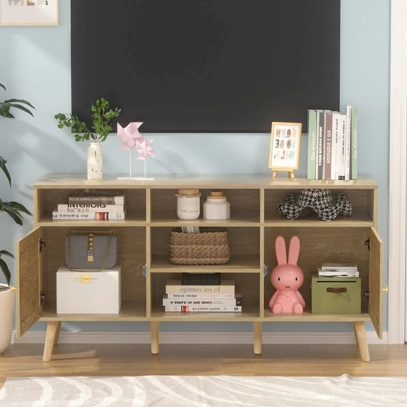 Meuble TV/table de commande en rotin moderne