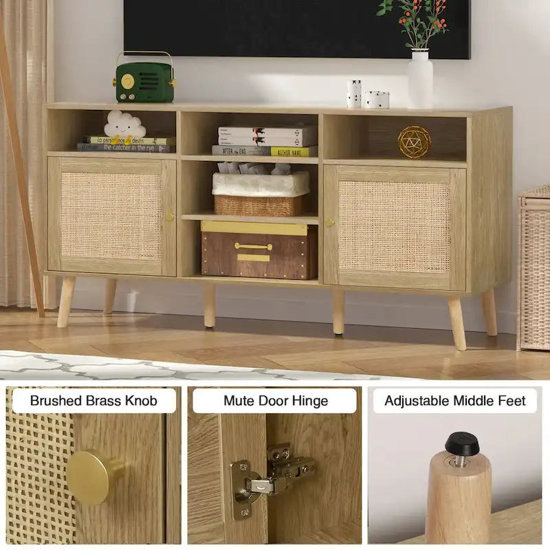 Meuble TV/table de commande en rotin moderne