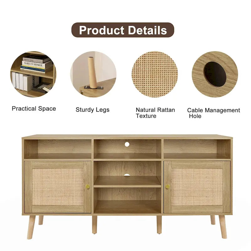 Meuble TV/table de commande en rotin moderne