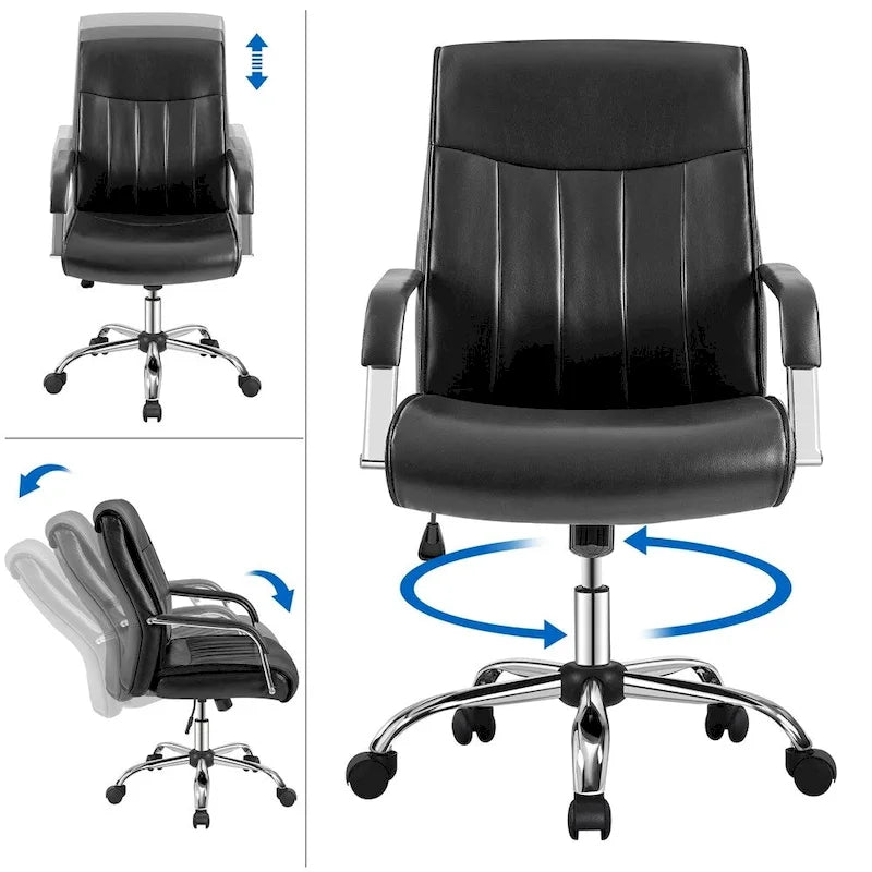 Chaise de bureau de direction haute en cuir synthétique moderne