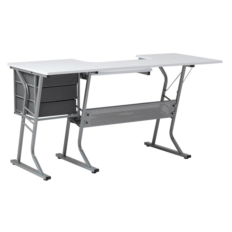Table à couture en bois gris et blanc