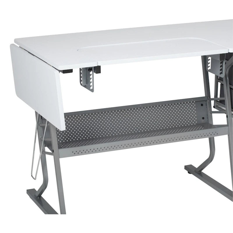 Table à couture en bois gris et blanc