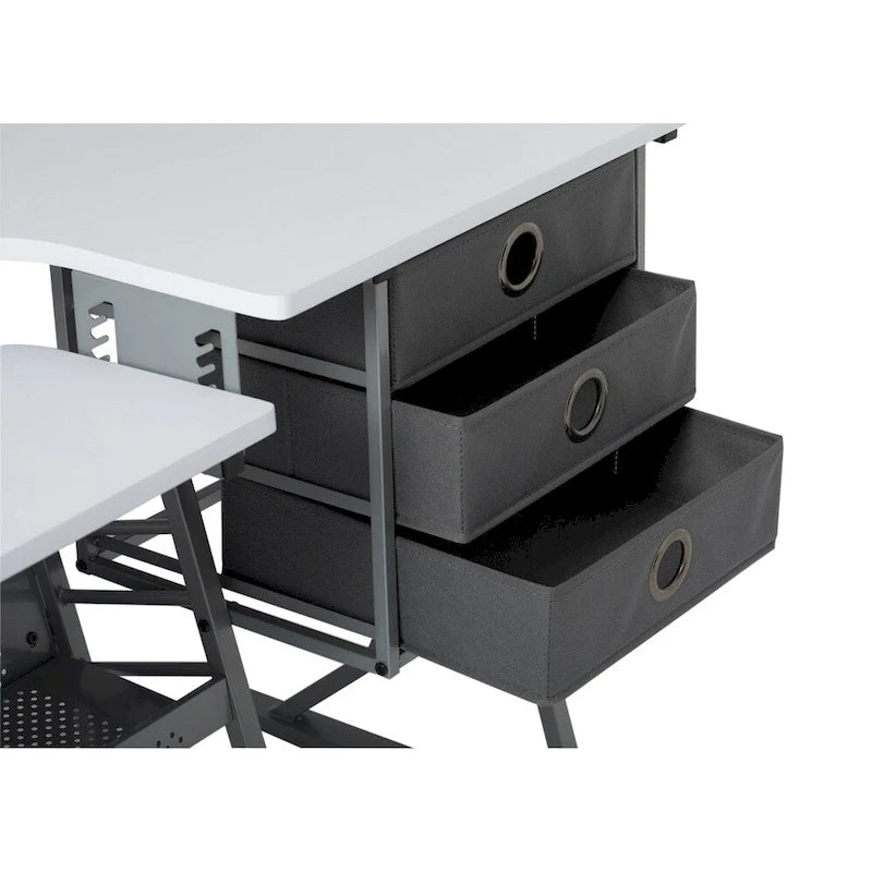 Table à couture en bois gris et blanc