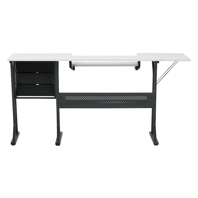 Table à couture en bois gris et blanc