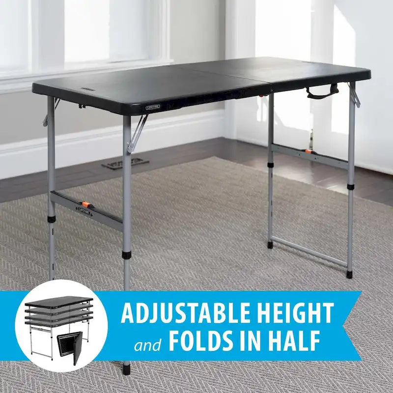 Table pliante et réglable de 1,20 m, noire (usage commercial léger)