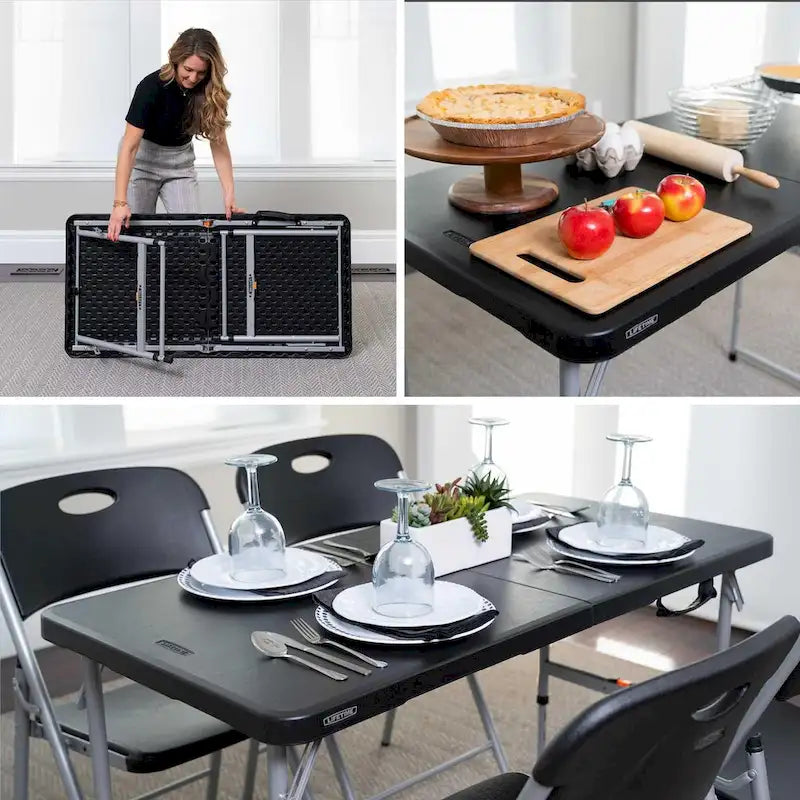 Table pliante et réglable de 1,20 m, noire (usage commercial léger)