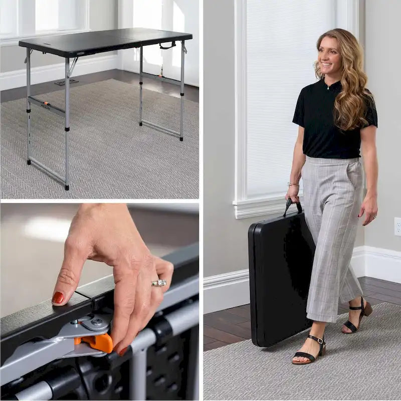 Table pliante et réglable de 1,20 m, noire (usage commercial léger)
